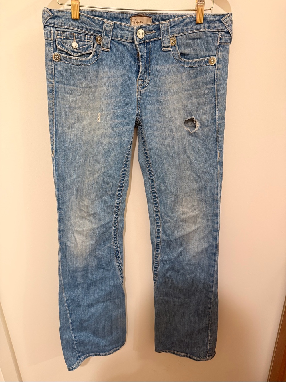 Vigoss Light Blue Boot Cut Jeans with Subtle Distressing Size 31
